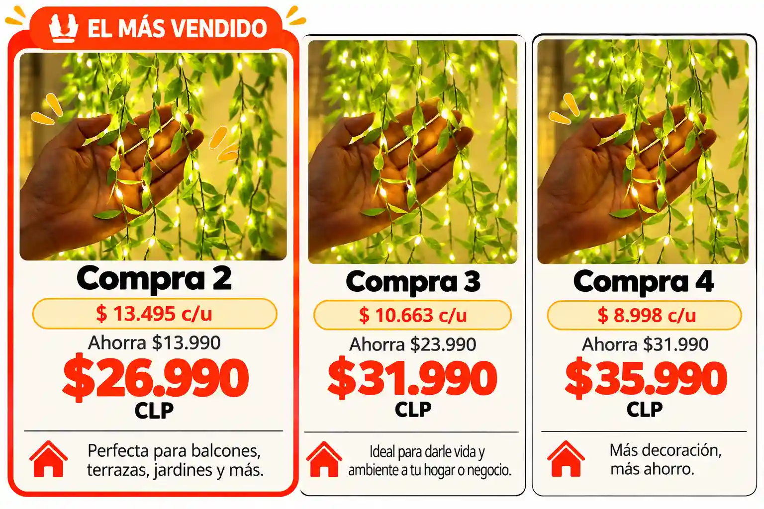 Oferta de guirnalda de hojas con luces LED